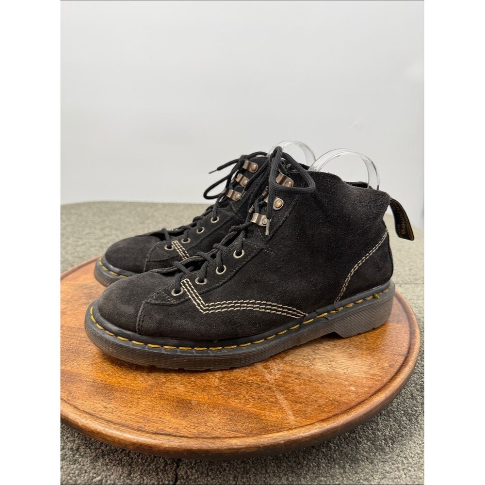 Dr Martens Boots Mens 8 Black Suede Lace 8088 Vintage Made in England Docs DMs